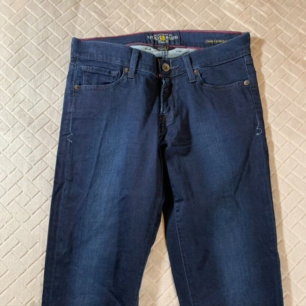 Lucky Brand Womens 4 Denim Jeans Blue Charlie Super Skinny Low Rise Dark Wash - Picture 2 of 10
